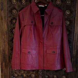 Isaac Mizrahi Women's Bold Red Leather Jacket